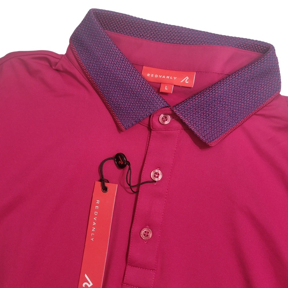Redvanly Darby Polo Shirt Mens Large Sangria Pink Short Sleeve Golf R2390 NEW